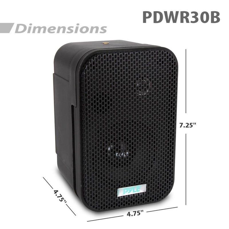 Pyle - Outdoor Speaker System Wired (Pair), Marine Grade 2 Way 300W Peak Power, 3.5" Woofer and 1" Tweeter, Universal Mount For Wall or Ceiling, Use in Pool, Patio, Boat, Deck or Home Theater (Black) - Image 3